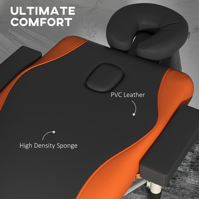 Massage Table Foldable Adjustable Height for Comfortable Home Use Black and Orange