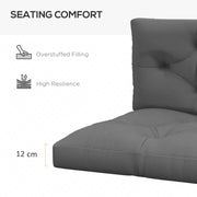 Padded Pallet Cushion Set for Garden Seating with Back Support Dark Grey AOSOM