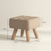 Brown Linen Look Square Padded Footstool Ottoman for Living Room by HOMCOM