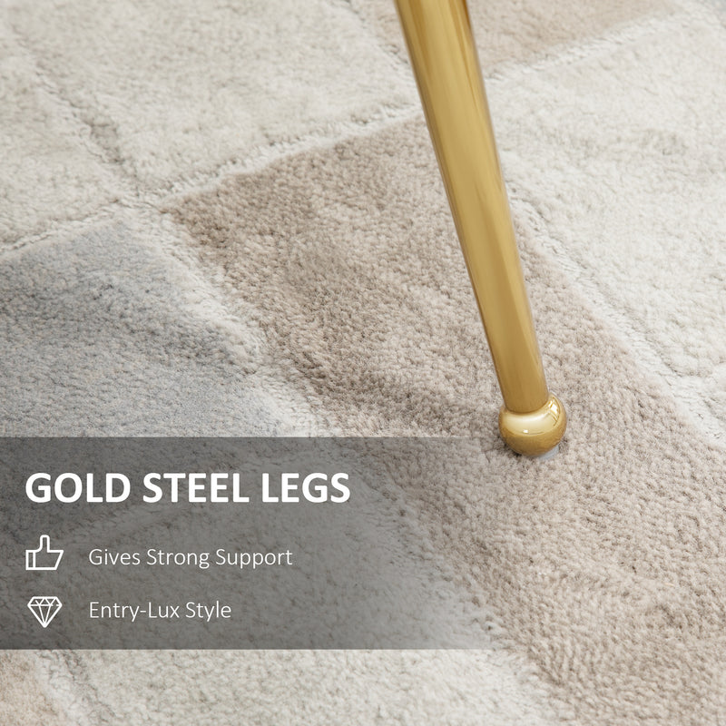 Set of 2 Velvet Shell Dining Chairs with Gold Legs for Lounge or Kitchen Green