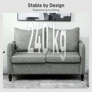 Two Seater Grey Faux Leather Sofa With Marble Effect Ideal For Living Rooms 