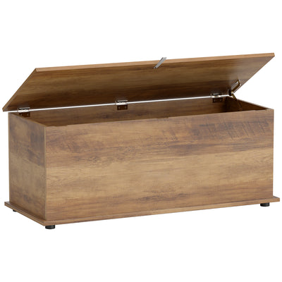 Grey 113L Storage Chest with Flip-Top Lid and Safety Hinges for Living Room or Hallway by HOMCOM