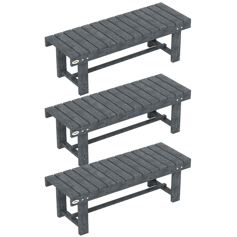 2 Seater Wooden Garden Bench With Slatted Backrest For Outdoor Relaxing, Grey AOSOM