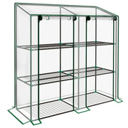Mini Lean To Greenhouse with Three Shelves Ideal for Small Gardens and Balconies Green