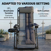 Zero Gravity Reclining Sun Lounger with Cushion and Side Tray for Garden Relaxation Dark Grey AOSOM