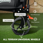 Black 150L Folding Trolley Wagon with Brakes and Adjustable Handle by Outsunny