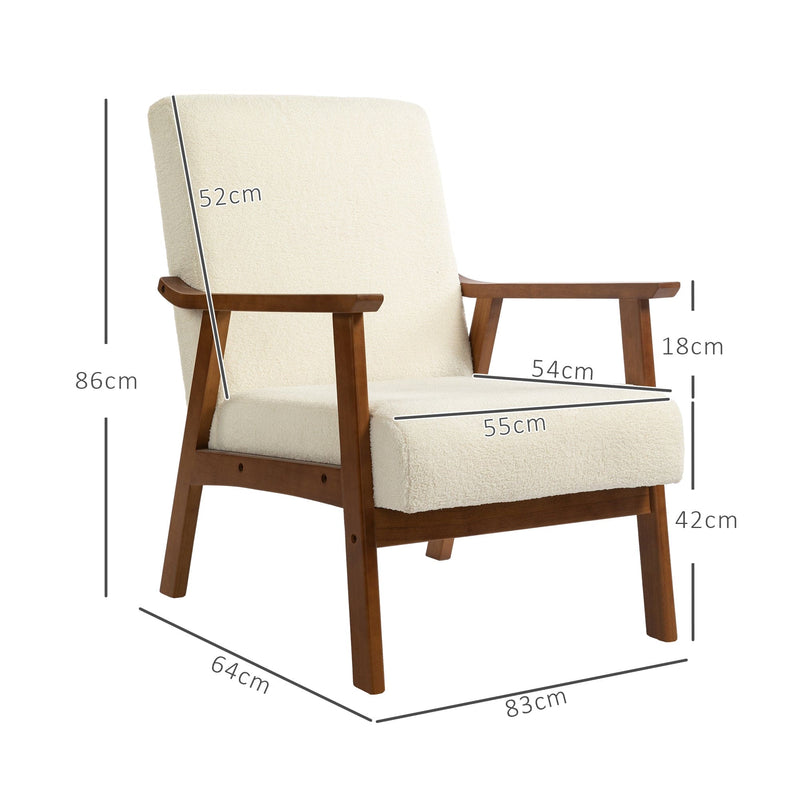 Homcom Boucle Seat Mid Century Accent Chair in White - Stylish and Comfortable by Homcom Homcom
