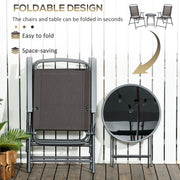 Folding Garden Bistro Set with Glass Top Table Ideal for Patio or Outdoor Relaxing