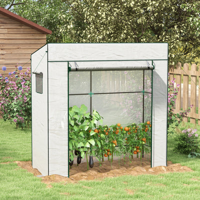 White Walk In PE Cover Greenhouse For Outdoor Gardening And All Weather Plant Protection
