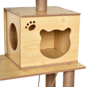 Cat Tree with Hammock and Scratching Posts for Indoor Cats to Play and Rest Yellow AOSOM