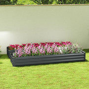 Set of 2 Galvanised Steel Raised Garden Planters 60 x 240cm With Open Bottom for Drainage