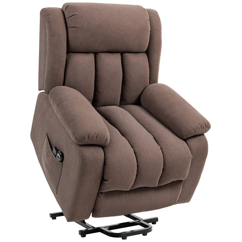 Electric Recliner Chair with Eight Point Massage and Lift Function for Elderly, Dark Brown