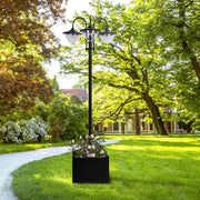189cm Black Solar Lamp Post with Planter 3 Head Automatic LED Street Light by Outsunny