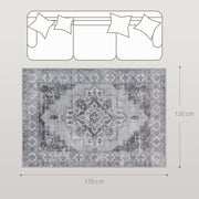 Vintage Style Washable Flannel Rug Non Slip Carpet for Living Room or Bedroom Grey 170x120cm