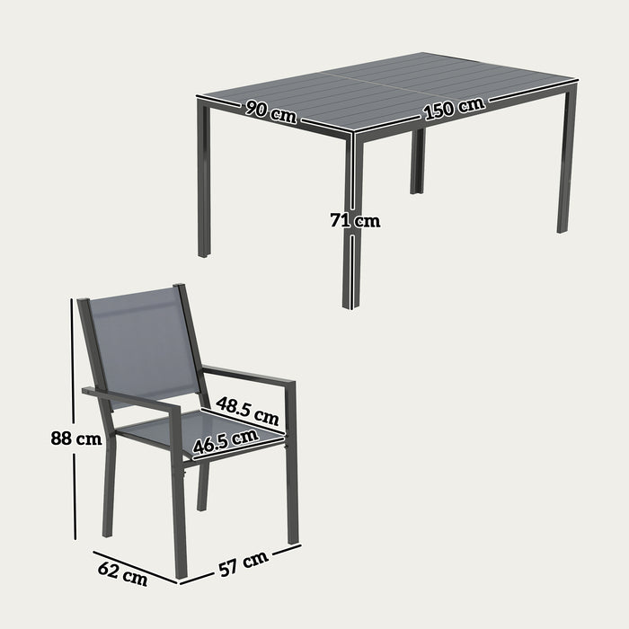 7 Piece Garden Dining Set with Stackable Chairs and Slatted Table by Outsunny