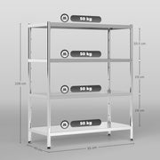 4 Tier Kitchen Storage Rack with Adjustable Shelves for Small Spaces, Silver Tone