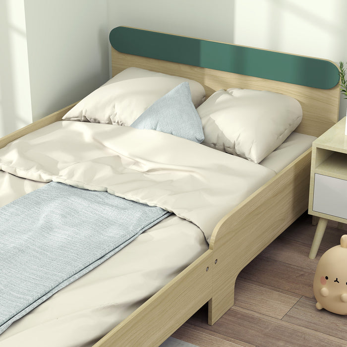 Green Toddler Bed with Safety Rail for Ages 3-10 Years 195 x 103 x 60.5cm by AIYAPLAY