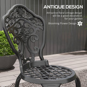 Black Three Piece Aluminium Floral Bistro Set for Garden or Patio by Outsunny