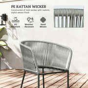 Grey 6 Seater Rattan Garden Dining Set with Rectangular Acacia Table and Cushions by Outsunny