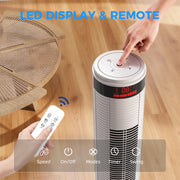 Tower Fan with Remote Control for Quiet Cooling and Space Saving in Any Room White AOSOM