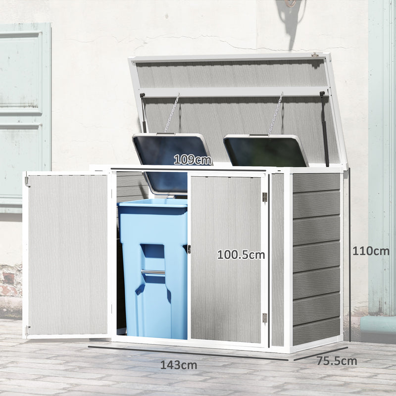 Light Grey Lockable Garden Storage Shed for Tools and Wheelie Bins with Openable Lid by Outsunny