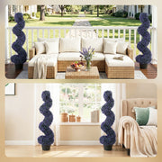 Artificial Spiral Topiary Trees Set of 2 for Easy Outdoor Colour and No Maintenance Purple Homcom
