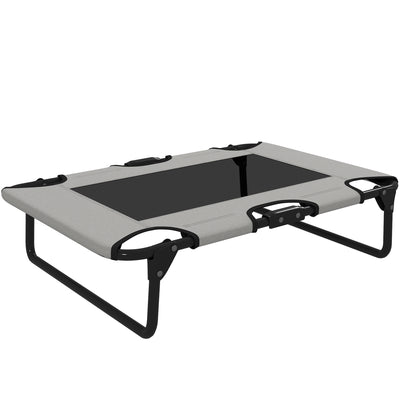 Light Grey Raised Dog Bed with Breathable Mesh for Small to Medium Dogs Indoors Outdoors AOSOM