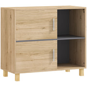 Freestanding Bathroom Cabinet with Open Shelves and Double Doors by HOMCOM