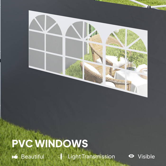 Dark Grey 3m Gazebo Replacement Side Wall Panels With Window by Outsunny