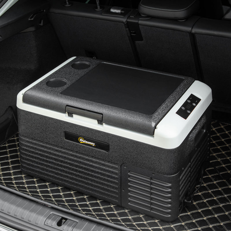 30L Portable Car Fridge with Fast Cooling Ideal for Travel and Camping Grey and Black AOSOM