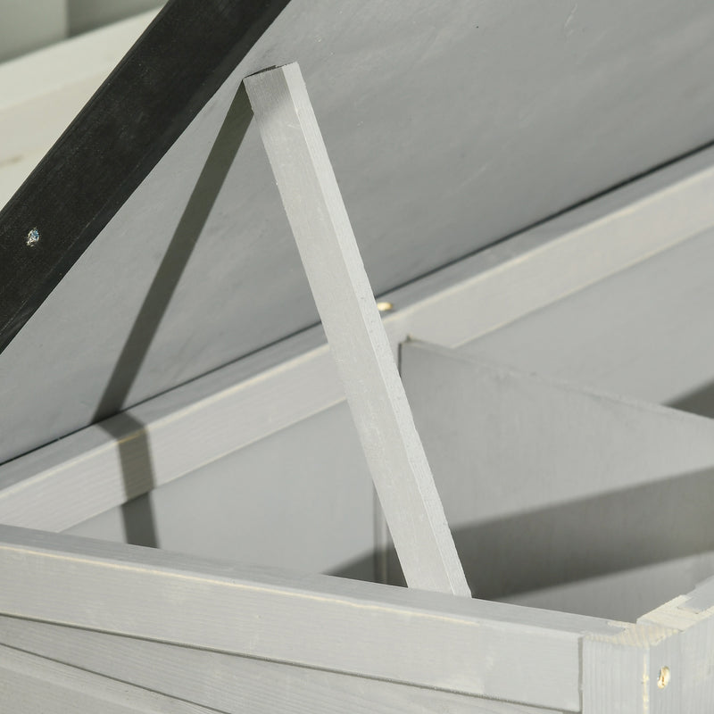 Wooden Guinea Pig Hutch with Slide Out Tray and Open Roof for Easy Cleaning Grey