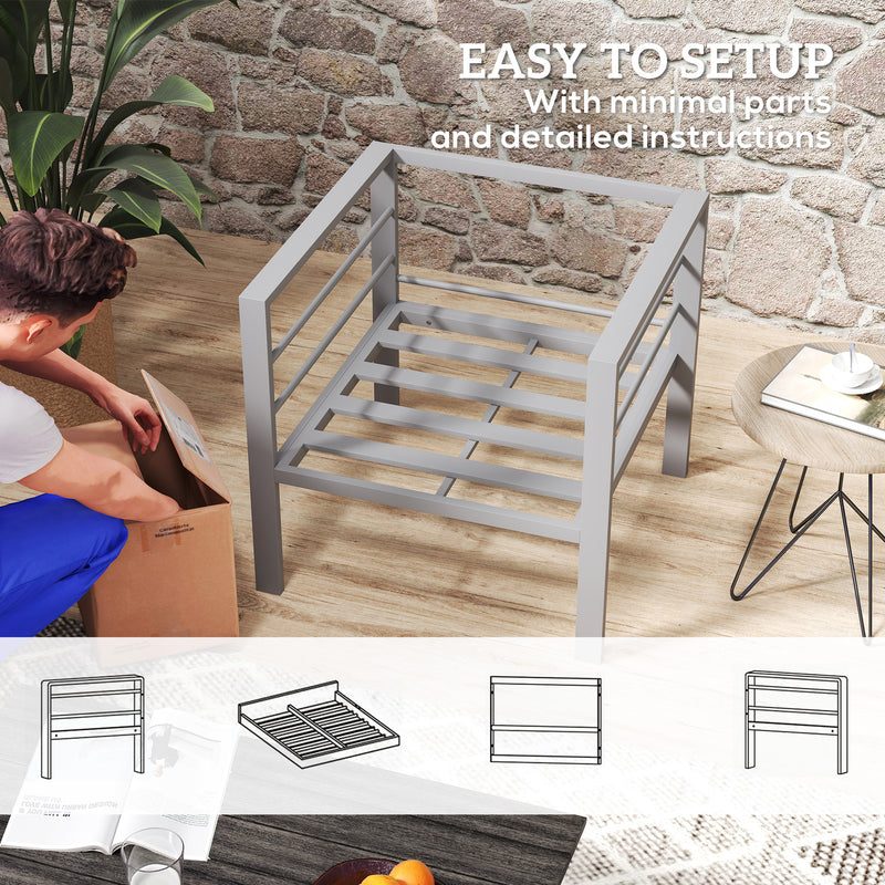 Charcoal Grey Aluminium Outdoor Armchair With Cushions for Garden and Balcony by Outsunny