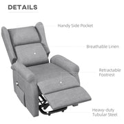 Electric Power Lift Recliner Armchair With Remote And Footrest For Elderly Comfort Grey