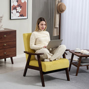 Champagne Velvet Accent Chair with Solid Wood Frame and Padded Seat for Living Room by HOMCOM