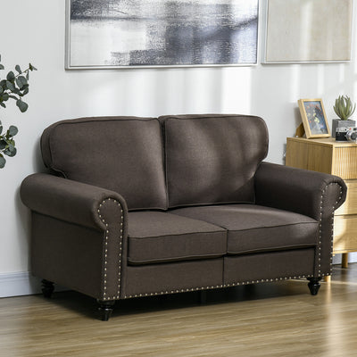 Two Seater Mid Century Sofa With Pocket Springs For Living Room Comfort Dark Brown