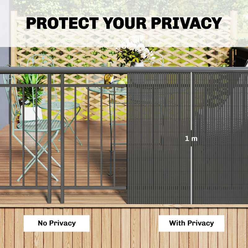 Garden Privacy Screen Fence for Sheltered Outdoor Spaces Easy Fit Dark Grey Outsunny