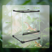 12L Glass Vivarium Tank With Anti Escape Lid And Ventilation For Reptiles And Amphibians, Black