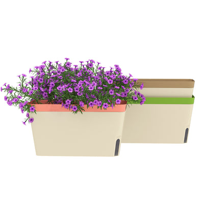 Set of 3 Self Watering Rectangular Planters 27cm with Water Level Window by Outsunny