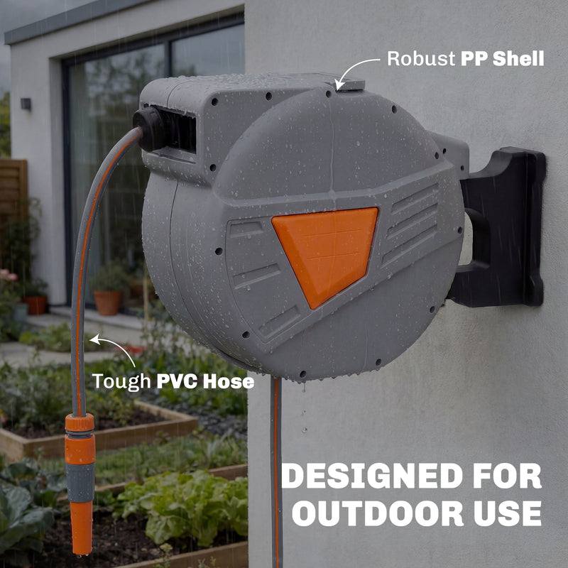 Retractable Garden Hose Reel With 40m Tangle Free Hose for Easy Watering and Cleaning Orange Outsunny