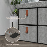 Shoe Storage Bench with Cushioned Seat and 6 Drawers for Hallway or Bedroom Light Grey