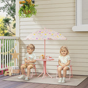 Kids Garden Table and Chair Set with Adjustable Parasol Rainbow Design 4pc Pink by AIYAPLAY Aiyaplay