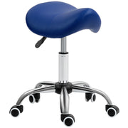 Height Adjustable Saddle Stool for Salon or Spa with Faux Leather Seat Dark Blue