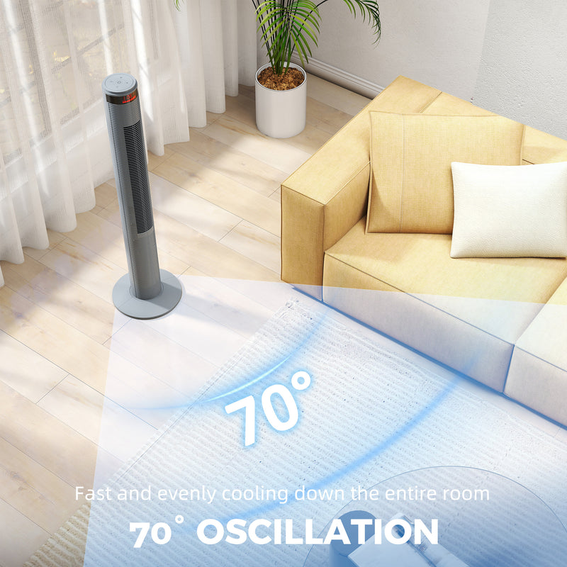 Tower Fan with Remote Control and Oscillation for Cooling Small Spaces Grey AOSOM