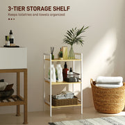 Three Tier Bamboo Storage Shelf Adjustable Freestanding Unit for Home or Office by Homcom