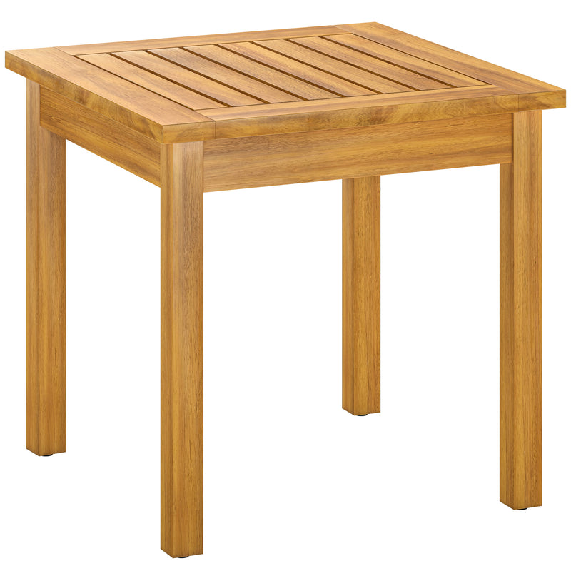 Coffee Table for Indoor or Outdoor Use Compact Acacia Wood with Slatted Top Teak Outsunny