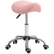 Height Adjustable Saddle Stool For Salon Massage Or Spa With Faux Leather Seat Pink