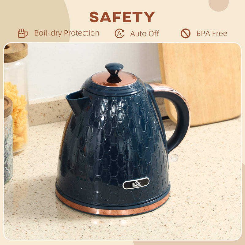 3000W Electric Kettle With Rapid Boil And Honeycomb Design For Kitchen Use Dark Blue AOSOM