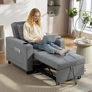 3 in 1 Convertible Single Sofa Bed Chair Ideal for Small Spaces Dark Grey Homcom