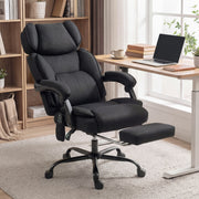 Massage Office Chair with Lumbar Heat and Reclining Back for Desk Comfort Black AOSOM