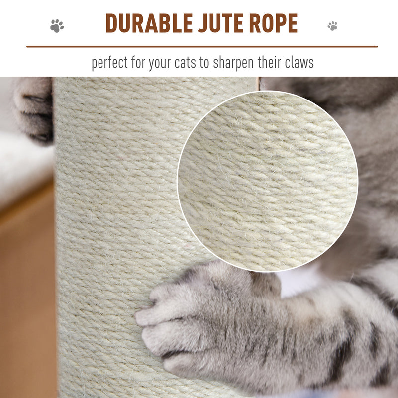 Cat Tree Tower With Jute Scratching Posts And Activity Centre For Large Cats 113cm Grey AOSOM